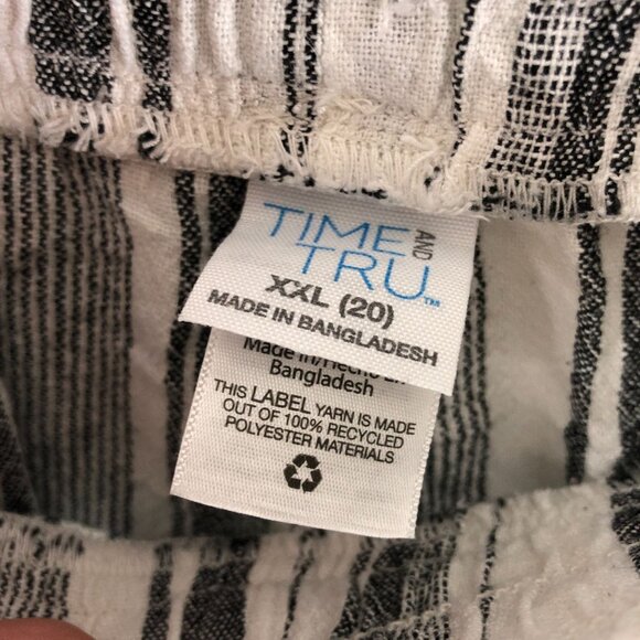 Time And Tru Womens Striped Linen Blend Shorts Black White XXL - Picture 3 of 4